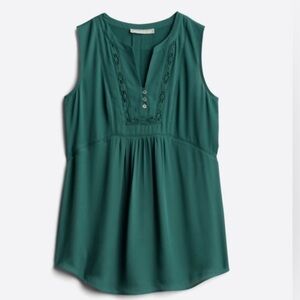 Cloth & Bloom Henson Maternity Mixed Material Top Sleeveless Green Blouse